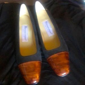 Tortoise shell toe and black suede